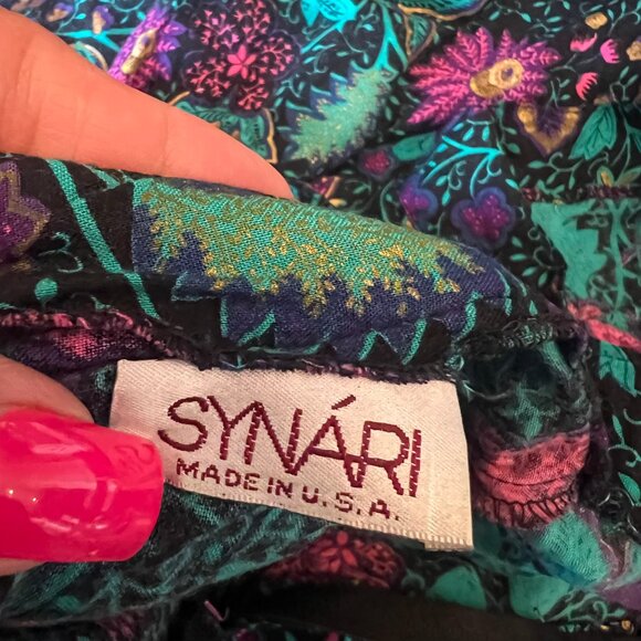 Synari Vintage 90's Green & Purple Floral Midi Skirt< Size Small - Picture 7 of 10